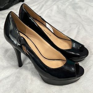 Marc Fisher Black Patent, Peep-Toe, Platform Stiletto Heels